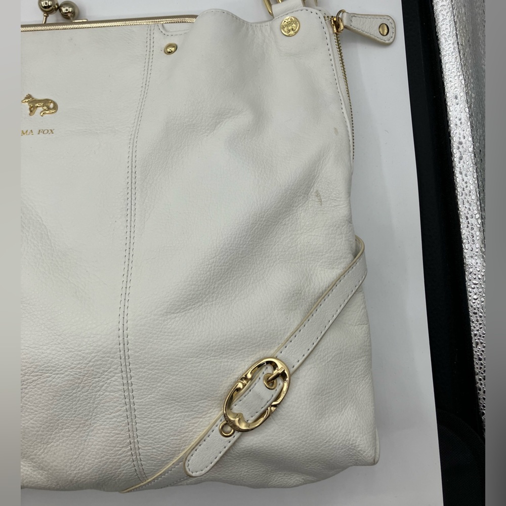 EMMA FOX tote satchel large HANDBAG White Leather Shoulder & Handle - Picture 5 of 16